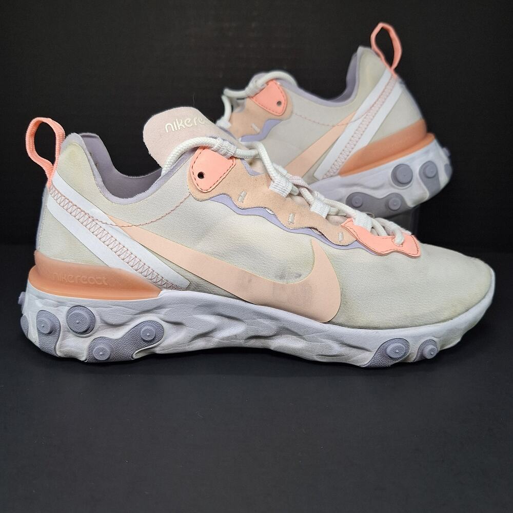 Nike React Element 55 Pale Pink Running Sneakers Shoes BQ2728-601 Women's Size 9 - Picture 1 of 13